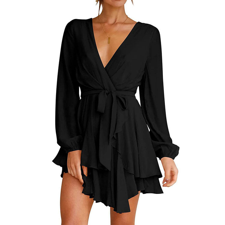 Women's Long Sleeve V-Neck Wrap Dress